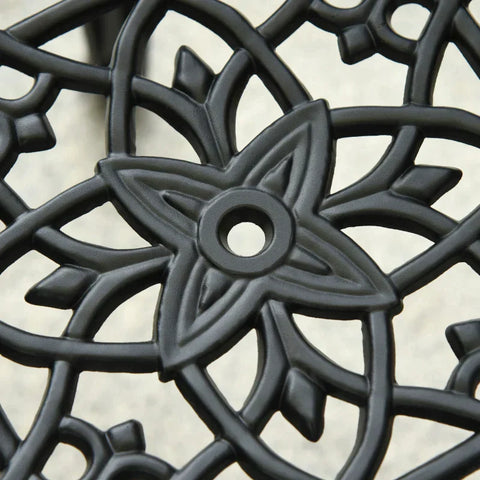 Rootz 3-piece Garden Table Set - Seating Group - Dining Set - Garden Furniture Set - Aluminum - Black - Ø60 x 67H cm