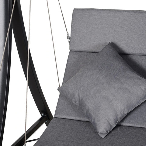 Rootz Garden Swing - hammock swing - Swing Bench - 3 Seater - Adjustable Canopy - Grey - 200 x 115 x 168 cm