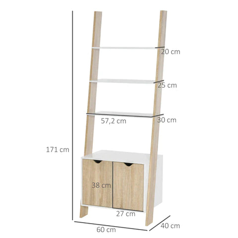 Rootz Free-standing Bookcase - 3-tier Office Shelving - Storage Shelving - Filing Shelving -  Kitchen Shelving - Chipboard - Oak/White - 60 x 40 x 170 cm