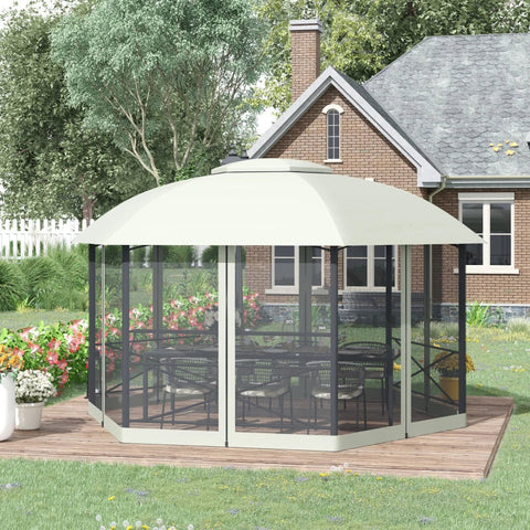 Rootz Gazebo - Party Tent - Garden Gazebo - Party Gazebo - Steel/Polyester - Grey - 4L x 4.7W x 2.8H m