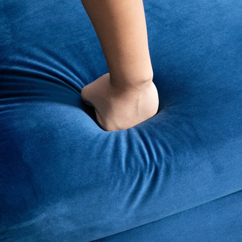 Rootz 3-seater Sofa - Upholstered Sofa - Velvety Polyester - Foam - Steel - Office - Living Room - Blue - 181 cm x 86 cm x 78 cm