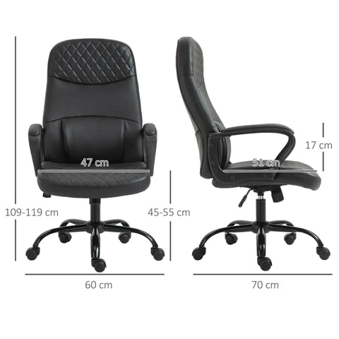 Rootz Office Chair - Massage Chair - Height-adjustable Executive Chair - Gaming Chair - Ergonomic Swivel Chair - PU Leather - Grey/Brown - 60 x 70 x 109-119 cm