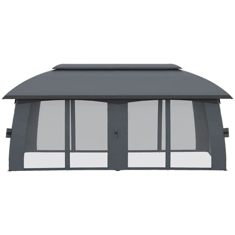 Rootz Pavilion - Party Tent - With Fly Nets - Wind Roof - Up To 15 People - Dark Gray - 3 x 6 x 3 m