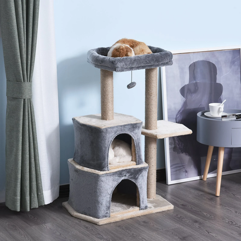 Rootz Krabpaal - Klimboom - XL - Pluche - Kattenhuis - Grijs