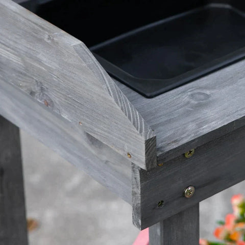 Rootz Planting Table - Wooden Planting Table With Drawer - 2 Removable Wheels - Fir Wood - Brown - 92 cm x 45 cm x 119 cm