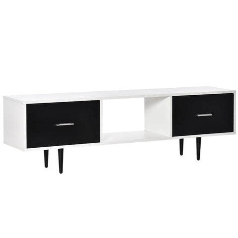 Rootz TV Cabinet - TV Stand - TV Table - Storage Cabinet - Cabinet - White/Black - 140 x 30 x 42 cm