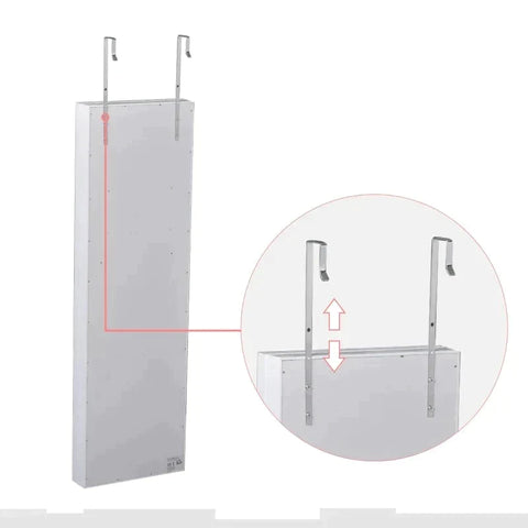 Rootz Jewelry Cabinet - LED Jewelry Cabinet - Hanging 2 In 1 Jewelry Shelf - Mirror Cabinet - Door Mounting - White - 36.6 x 8 x 120 cm