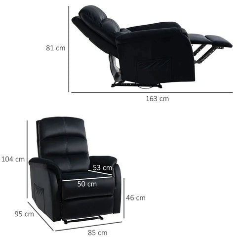 Rootz Relax Chair - Lounge Chair - TV Chair - Black - 85 cm x 95 cm x 104 cm