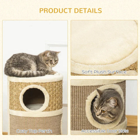 Rootz Cat House - Cat Scratching Post - Cat Tree - Cat Climbing Tree  Cat Furniture - 37.5 x 37.5 x 70 cm