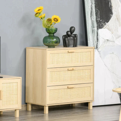 Rootz Drawer Cabinet - Side Cabinet - Cabinet - Sideboard Base Cabinet - 3 Drawers Chest - Living Room Drawer Cabinet - 80 x 40 x 80 cm
