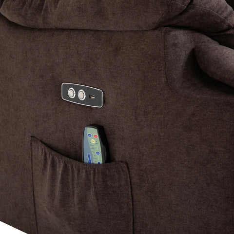 Rootz Armchair - TV Armchair - Massage Chair - Recliner With Stand-up Aid - 160° Adjustable Backrest - Massage And Heat Function - Brown - 83 cm x 95 cm x 105 cm