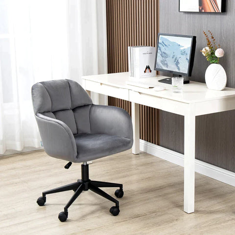 Rootz Office Chair - 5 Wheels - Height Adjustable - Modern Design - Grey - 58cm x 58.5cm x 86cm