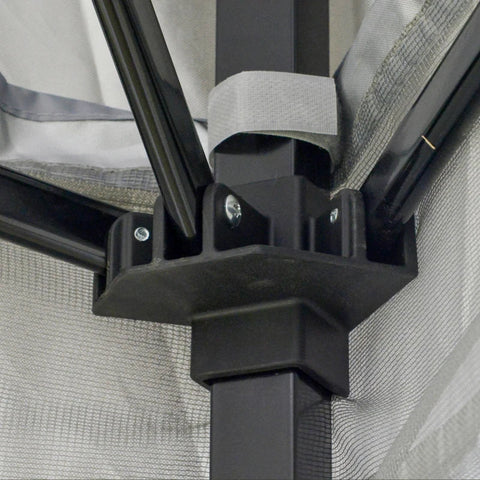 Rootz Pop Up Gazebo - Pop Up Tent - Gazebo - Party Tent - With Netting And Carry Bag - Height Adjustable - Steel/Oxford/Mesh Fabric - Light Grey/Black - 3.64x3.64x2.94m