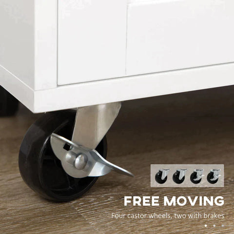 Rootz Kitchen Trolley - Kitchen Cart - Rollable Kitchen Trolley - Serving Trolley - Height-adjustable Shelves - White - 109 x 40 x 89 cm
