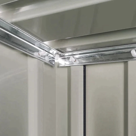 Rootz Garden Storage Shed - Garden Shed - Garden Metal Storage Shed - Tool Shed - With Sloped Roof - Lockable Door - Grey - 142 x 84 x 189 cm