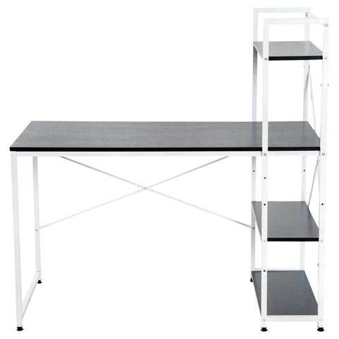 Rootz Desk - Computer Table - Computer Workstation - Office Table - With Shelf - Study Table - White/Black - 120x64x121cm