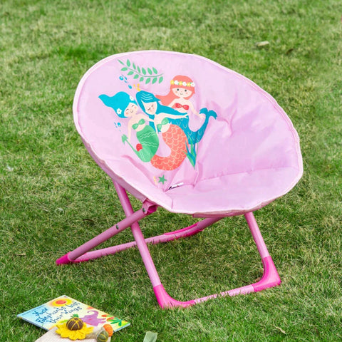 Rootz Moonchair - Children's Camping Chair - Baby Moon Chair - Kid's Folding Chair - Indoor And Outdoor - Easy To Carry For Toddler Girls Boys - Steel - Pink - Ø50 x 49H cm