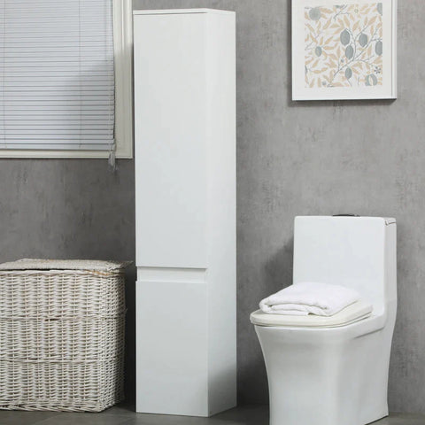 Rootz Bathroom Cabinet - 5 Compartments - Invisible Handles - Non-slip Feet - Mdf Chipboard - White - 30 x 28 x 152.5 cm