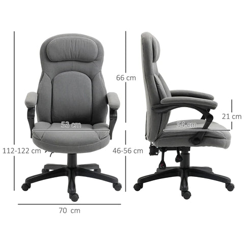 Rootz Office Chair - Desk Chair - Gaming Chair - With Castors Tilt Angle Of 149° - Polyester/Foam/Nylon - Grey - 71 cm x 69 cm x 122 cm