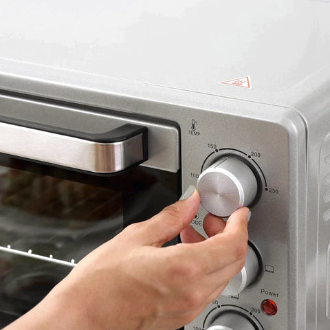 Rootz Mini Oven - Electric Mini Oven With Slag Drip Tray -  Wire Rack - Baking Sheet Handle - Metal - Stainless Steel - Glass - Silver - 52.2 x 38.1 x 33.5 cm