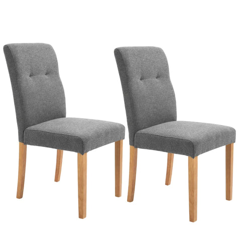 Rootz Kitchen Chairs - Dining Chairs - Set Of 2 - Living Room - Rubber Wood Frame - Linen Look - Linen-like Polyester - Gray - 50 x 62 x 96 cm