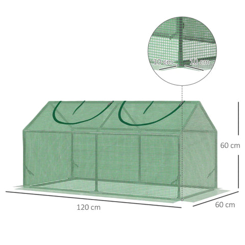 Rootz Mini Greenhouse - Kleine Plantenkweek voor Buiten met Duurzame PE Afdekking - Observatievensters - Groen - 119 x 60 x 60 cm