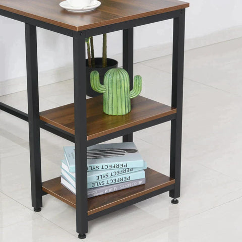 Rootz Computer Desk - L Shaped Corner Desk - Office Table - MDF+ Steel - Walnut/Black - 150 x 15 x 76cm