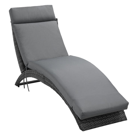 Rootz Liegeauflage – Sonnenliegeauflage – Gartenliegeauflage – Kissen – Polyester/PP-Füllung – Dunkelgrau – 196 x 55 x 8 cm