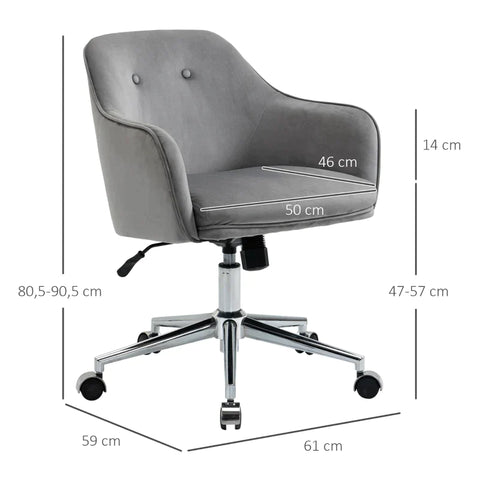Rootz Office Chair - Desk Chair - Working Chair - Swivel Chair - Light Gray - 61 X 59 X 80.5-90.5 Cm