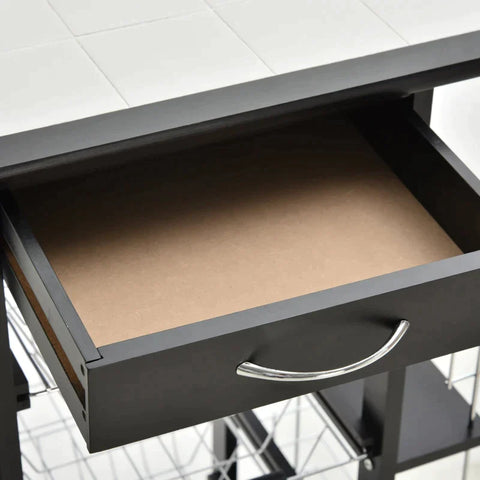 Rootz Kitchen Trolley - Serving Trolley - Trolley - Indoor - Outdoor - Black -  W57 x D37 x H83 cm