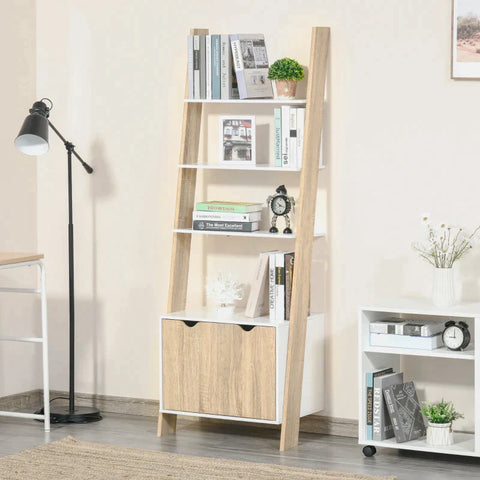 Rootz Free-standing Bookcase - 3-tier Office Shelving - Storage Shelving - Filing Shelving -  Kitchen Shelving - Chipboard - Oak/White - 60 x 40 x 170 cm
