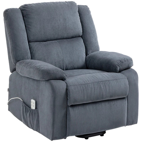 Rootz Stand-up Chair - Relaxation Chair - With Reclining Function - Remote Control - Velvet Look - Grey - 92 x 93 x 105 cm