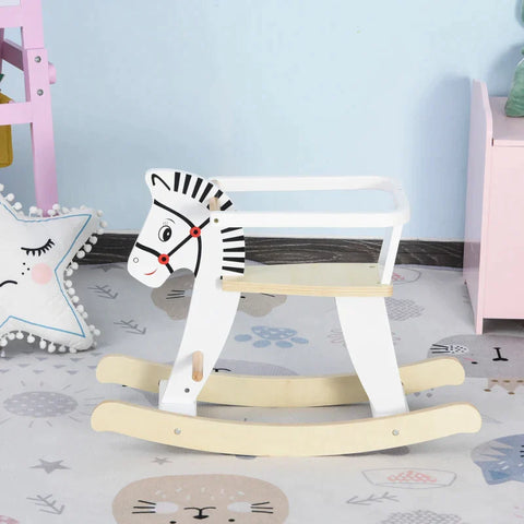 Rootz Children's Rocking Horse - Rocking Animal - Rocking Toy - Children's Horse Swing - White - 68 x 26.5 x 48 cm
