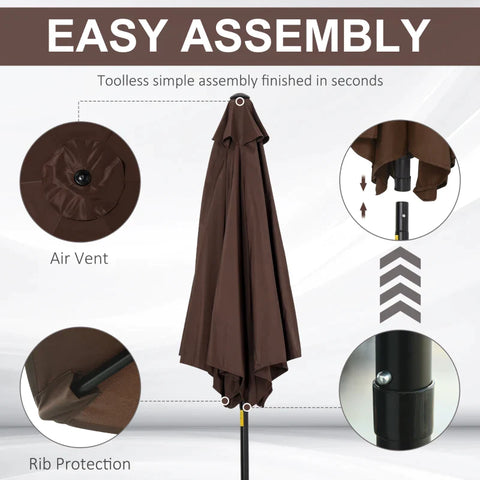 Rootz Parasol - Sun umbrella - Patio Umbrella - Parasol umbrella - Metal/Polyester - Brown