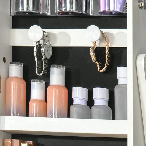 Rootz Jewelry Cabinet - Full-Length Mirror - Lockable Jewellery Organiser - With LED Light - 46 cm x 36.5 cm x 151.5 cm