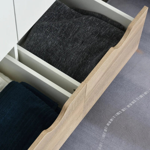 Rootz Wardrobe - Wardrobe With Rod Drawer - Living Room - Bedroom - White/Natural - 80 x 40 x 180 cm