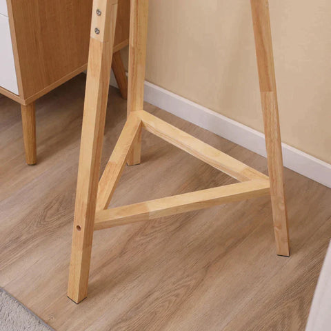 Rootz Floor Lamp - Tripod Floor Lamp - Modern Floor Lamp With E27 Socket - Linen Shade  - Wooden Base For Bedroom Office Living Room - White + Natural - 47 x 47 x 147 cm