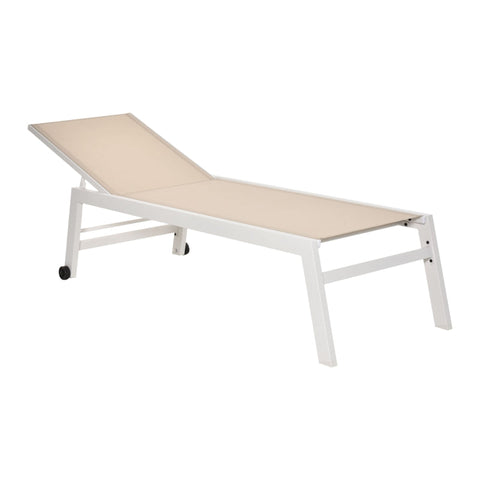 Rootz Gartenliege – Sonnenliegen – Stoffliegen – Cremeweiß – 202 x 65 x 43 cm