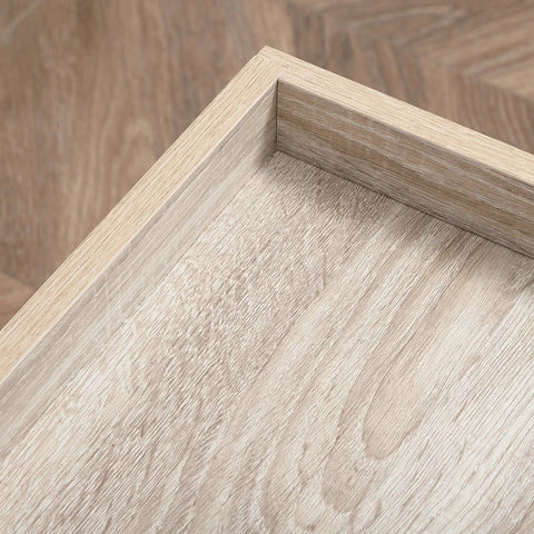 Rootz Couchtisch – Beistelltisch – mit Gitterablage – erhöhte Tischkante – Stahlrahmen – Holzplatte – MDF/Stahl – Naturholz – 100 x 50 x 46,5 cm