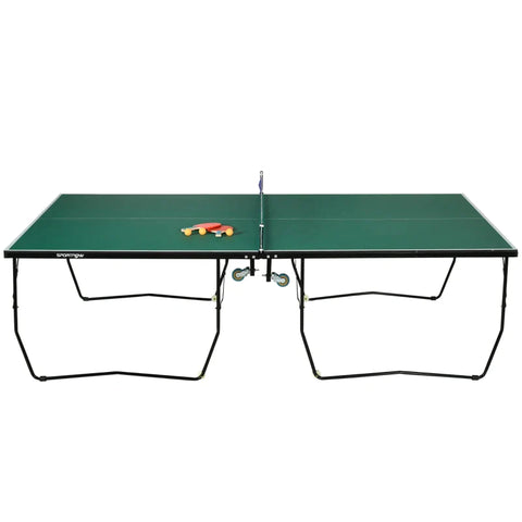 Rootz Table Tennis Table - Full Size - Foldable - 8 Wheels - Including Rackets And Balls - Green - 2.74 x 1.52 x 0.76 m