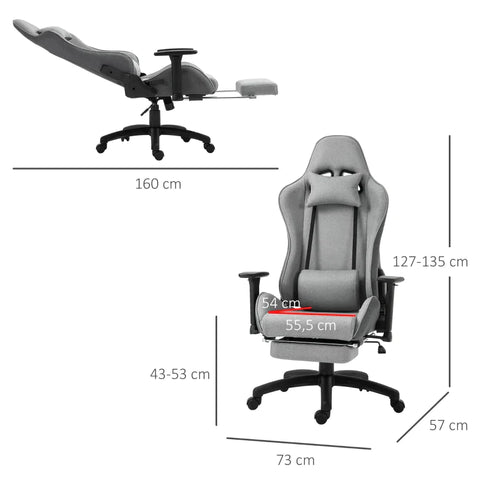 Rootz Office Chair - Computer Chair - Swivel Chair - Desk Chair - Gray - 73x57x127-135 cm