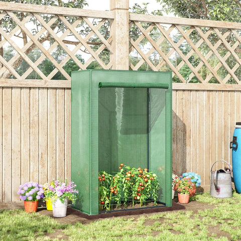 Rootz Greenhouse - Tomato House - Cold Frame with Rolling Door - Steel - Plastic - Green - 100x50x150cm