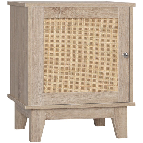 Rootz Bedside Table - Nightstand - Bedside Table With Storage Cupboard - Rustic Look - Adjustable Shelf - Natural - 48 x 40 x 58cm