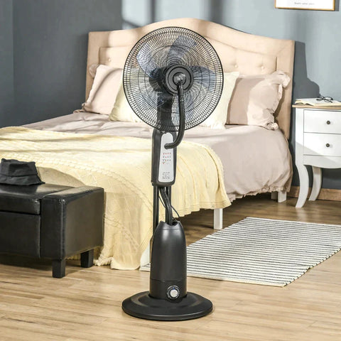 Rootz Stand Fan - Watergekoelde Stand Fan - Voetstukventilator - Ventilator Met Timerfunctie - Mistfunctie - Metaal - Zwart