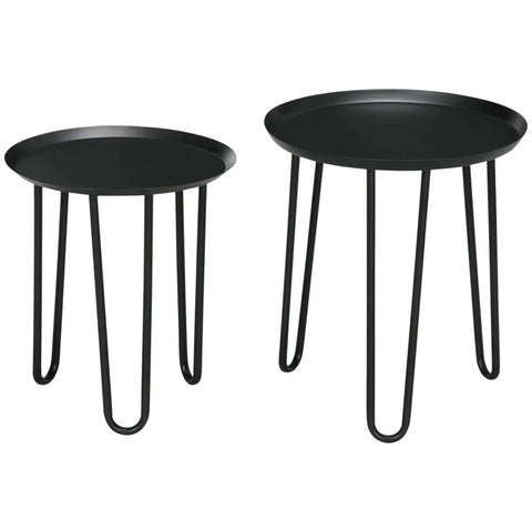 Rootz Side Tables - Scandi Design - Coffee Tables - Living Room - Hairpin Legs - Steel - Black - 40L x 40W x 45H cm