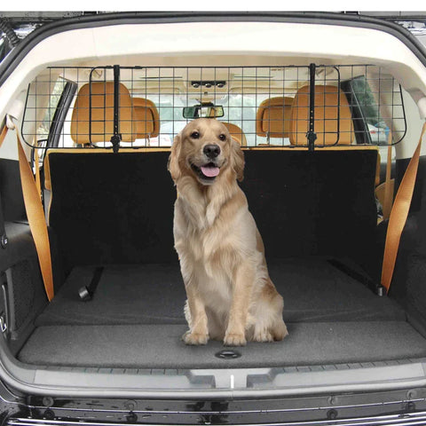 Rootz Hundegitter – Auto Universal – Verstellbare Kofferraumgitter-Trennwand – Metall – Schwarz – (91–152) x 30 cm