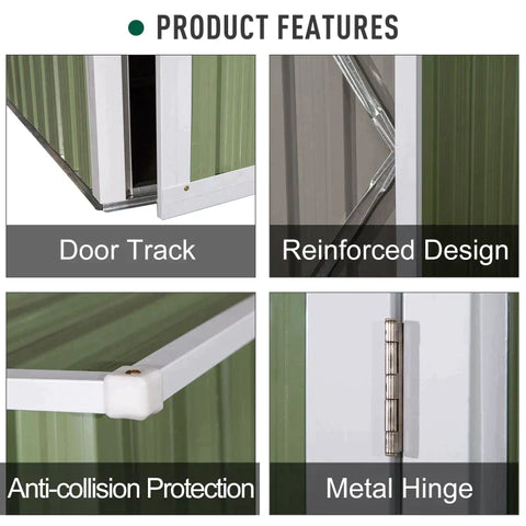 Rootz Tuinberging - Tuinschuur - Gereedschapsschuur - Lichtgroen - 143 x 89 x 186 cm