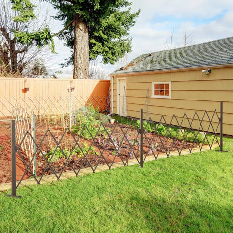Rootz Scissor Gate - Barrier Scissor - Barrier Extendable - Fence - Expanding Trellis Fence - Dark Brown - L405 x W31 x H103.5 cm