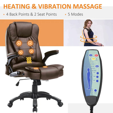 Rootz Bürostuhl – Vibrationsmassagestuhl – Massagestuhl – Gaming-Stuhl – Computerstuhl – Leder – Braun
