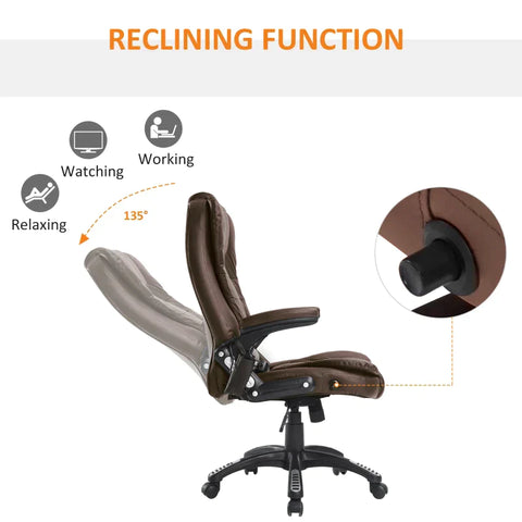 Rootz Bürostuhl – Vibrationsmassagestuhl – Massagestuhl – Gaming-Stuhl – Computerstuhl – Leder – Braun